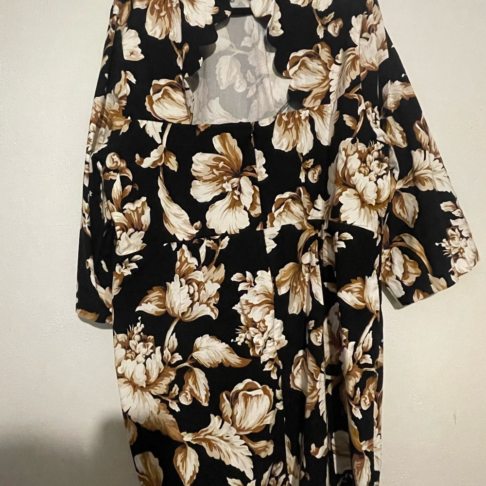 Anthropologie Plus 26 Maeve Black Floral Mock Neck Shift Mini Dress - Picture 7 of 8